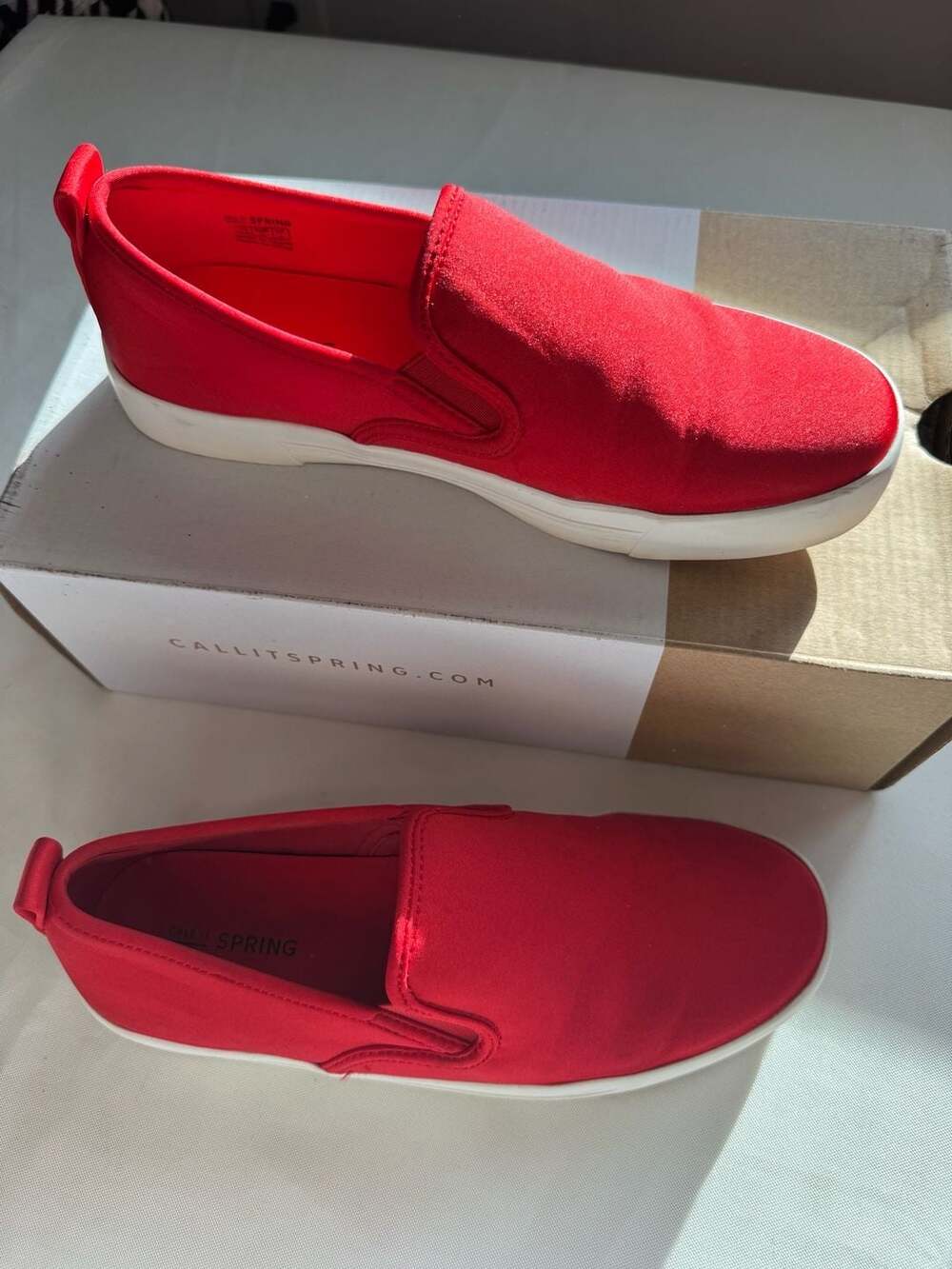 Call It Spring Red Canvas Slip On Sneakers Women’s 6.5 Coastal Preppy